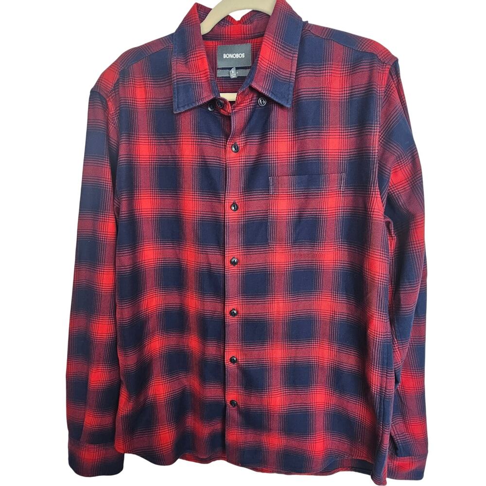 Bonobos Mens Buffalo Plaid Flannel Shirt Size L Cabin Dadcore Gorpcore Slim Fit